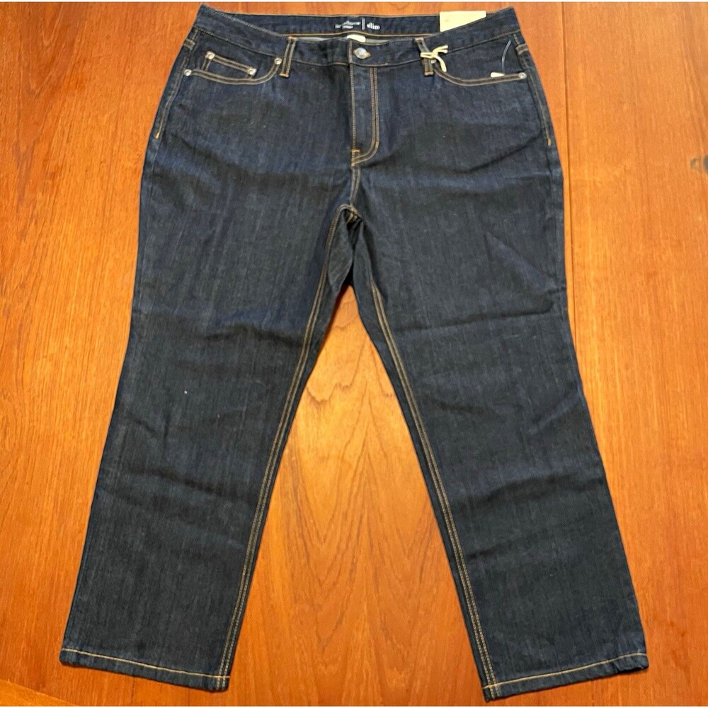 Liz Claiborne Women's Size 16 Low Rise Cropped Dark Wash Stretch Slim Jeans NWT
